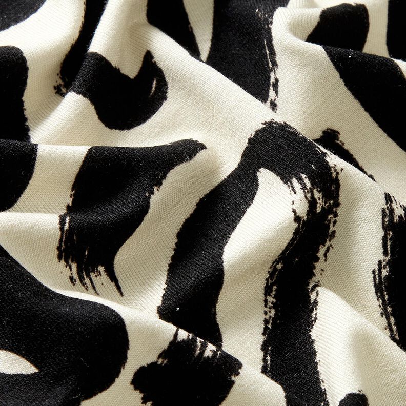 jersey di viscosa Pennellate astratte – crema/nero,  image number 2