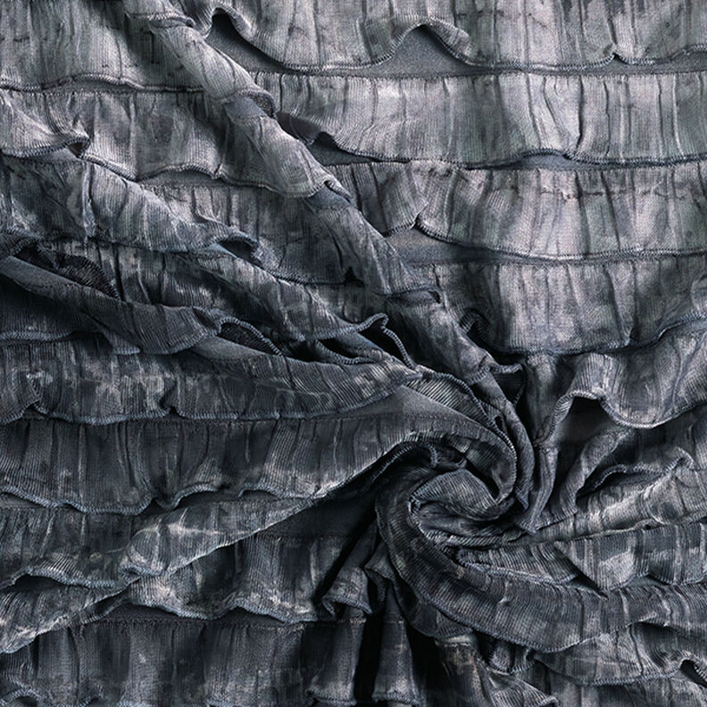 Jersey arricciato batik a righe orizzontali – grigio chiaro,  image number 3