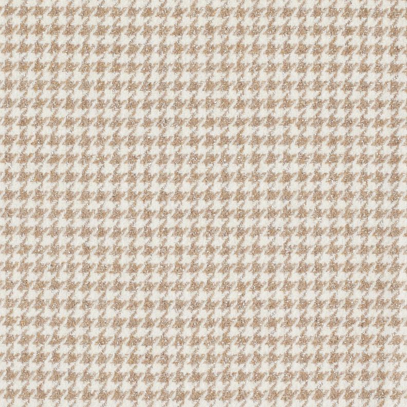 tessuto per cappotti misto lana Pied de poule glitterato – moca/bianco lana,  image number 1