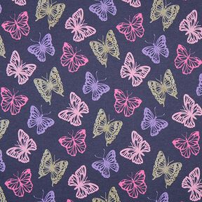 jersey di cotone Farfalle con brillantini – nero-azzurro, 