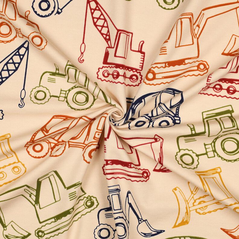 French terry, felpa estiva Veicoli da cantiere | Poppy Fabrics – beige/blu marino,  image number 3