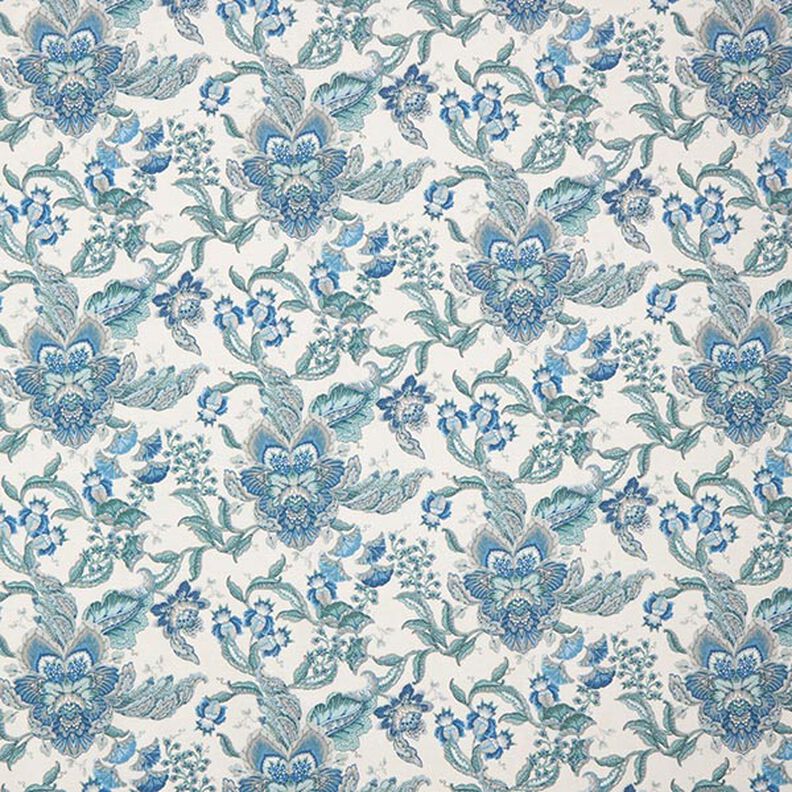 tessuto arredo tessuto canvas ornamenti floreali orientali 280 cm – bianco/blu,  image number 1