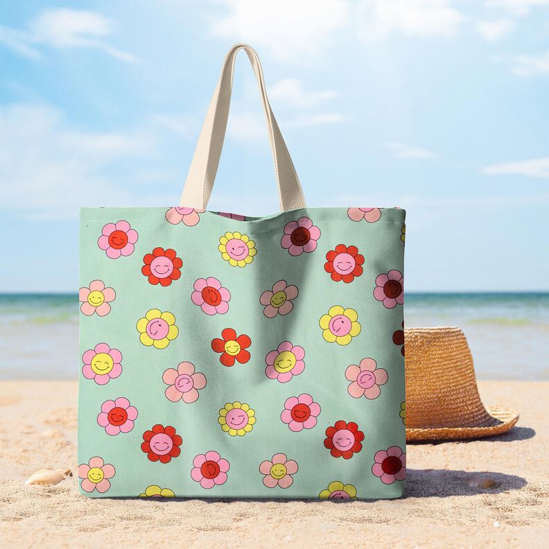 cotone rivestito Fiori allegri | Poppy Fabrics – menta/giallo limone,  image number 9