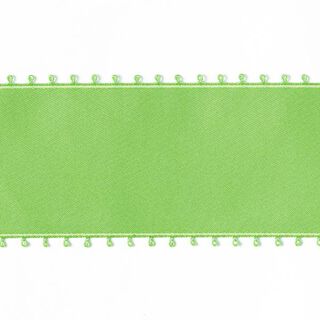 nastro in satin, bordo picot - verde mela, 