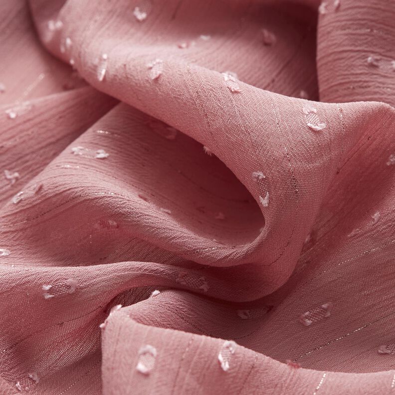 Chiffon Dobby gessato metallizzato – rosa antico scuro/argento effetto metallizzato,  image number 2