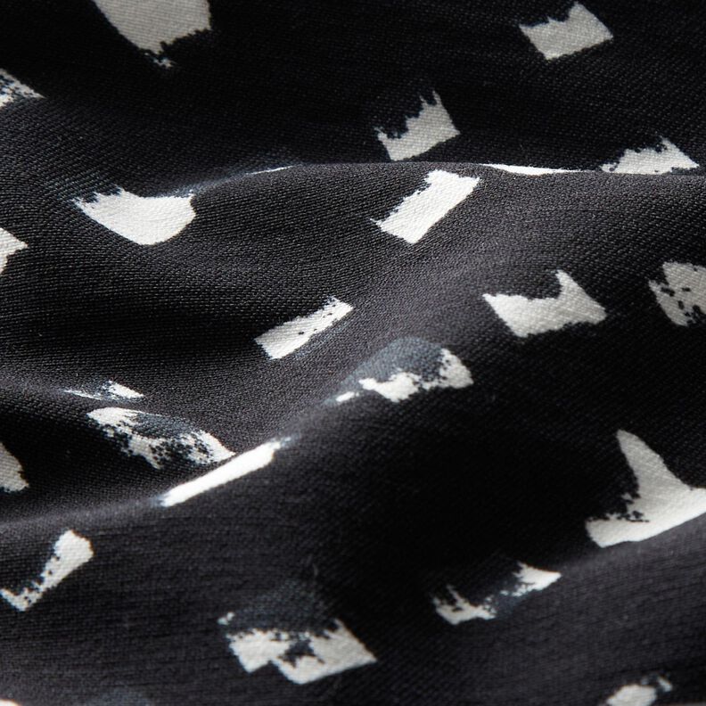 Pantalone in tessuto elasticizzato a pois astratti – nero-azzurro/bianco, image number 2