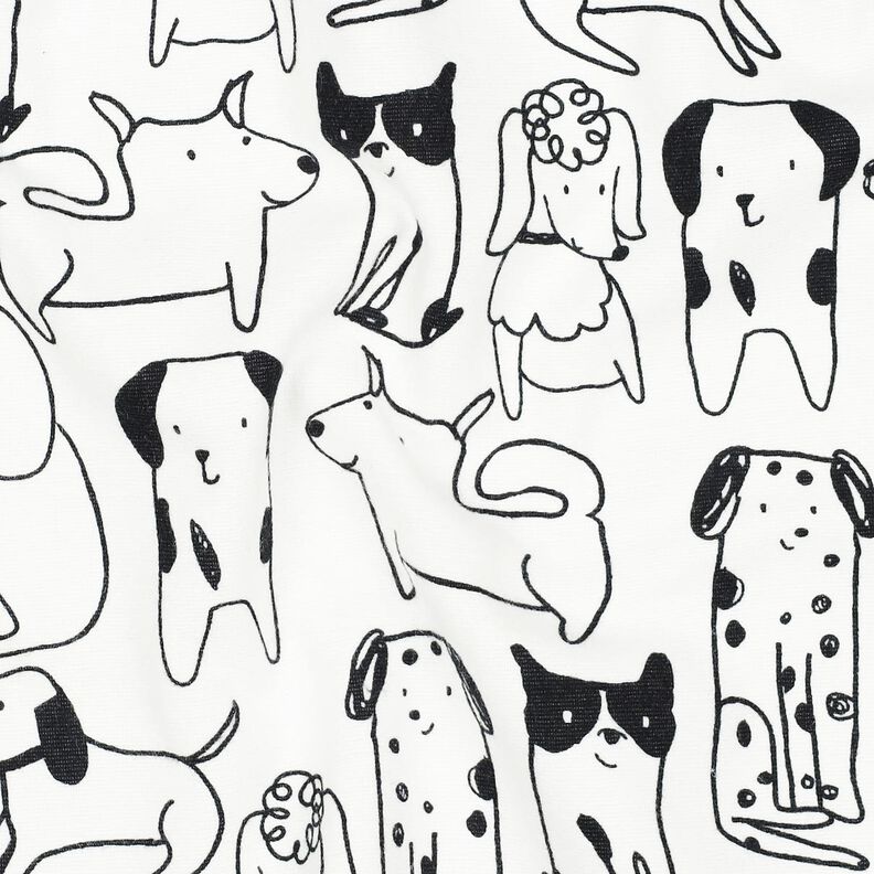 flanella di cotone cani | Poppy Fabrics – bianco/nero, image number 2