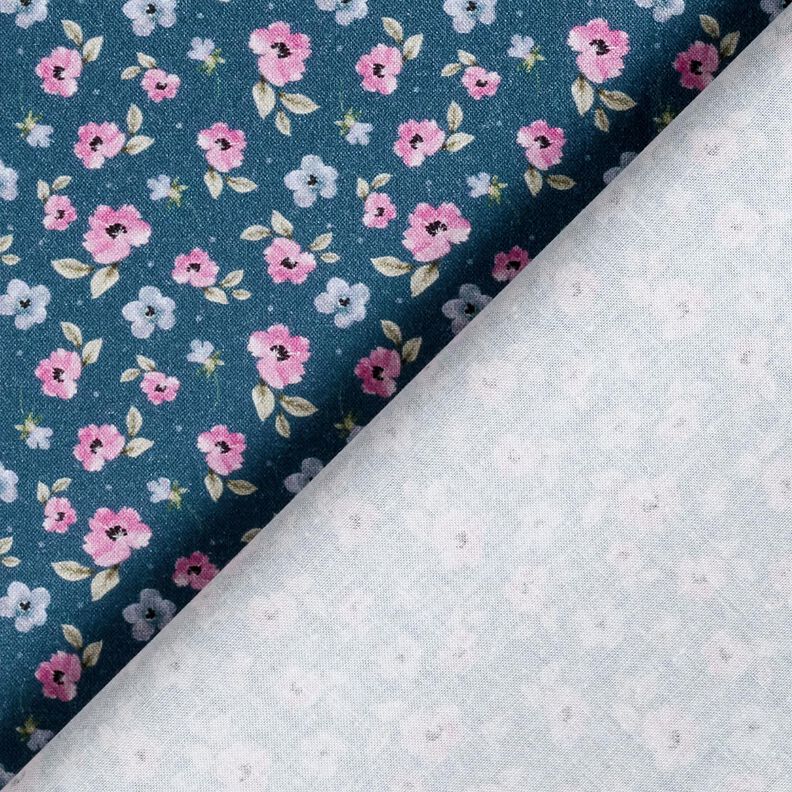 tessuto in cotone popeline fiori delicati – blu/violetto pastello,  image number 4