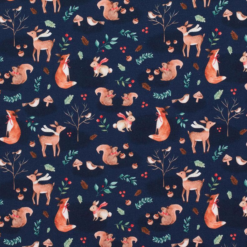jersey di cotone Animali in autunno stampa digitale  – blu notte,  image number 1