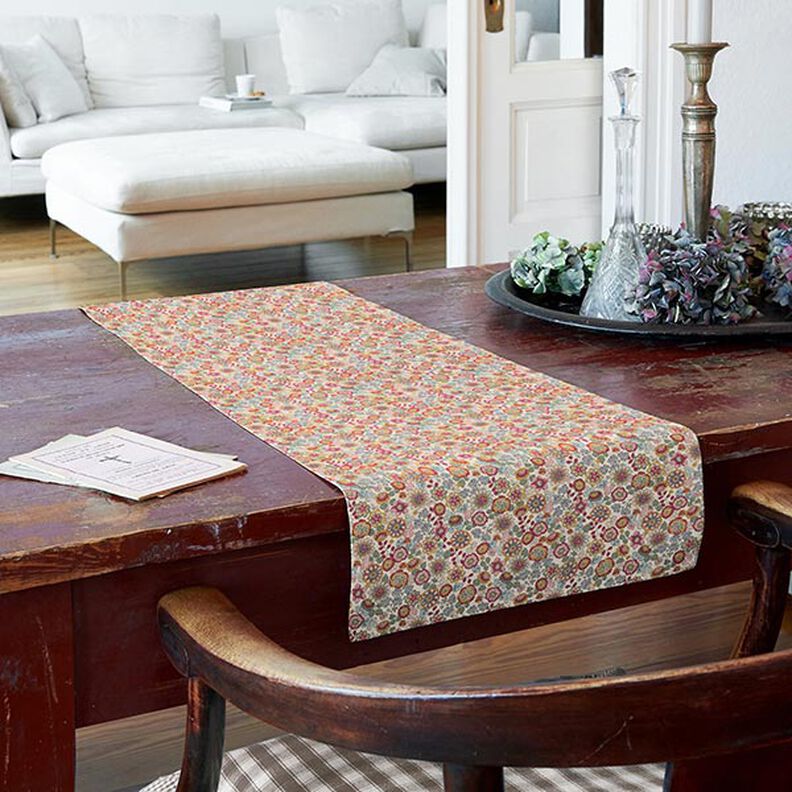 tessuto arredo mezzo panama grandi fiori – naturale/pink,  image number 10