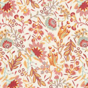 misto viscosa Fiori retrò – avorio/color bacca chiaro, 