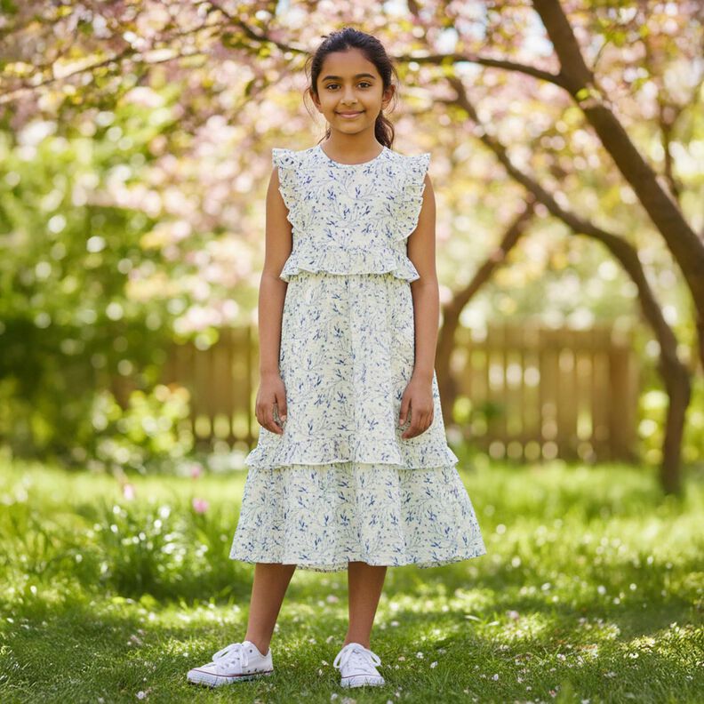 Seersucker delicati rami di bacche &ndash; bianco lana/blu jeans,  image number 5