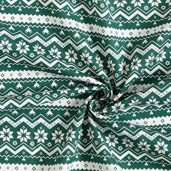 tessuto in cotone popeline Motivo norvegese – verde abete, image number 3
