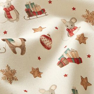 tessuto in cotone cretonne amici animali in festa – beige chiaro, 