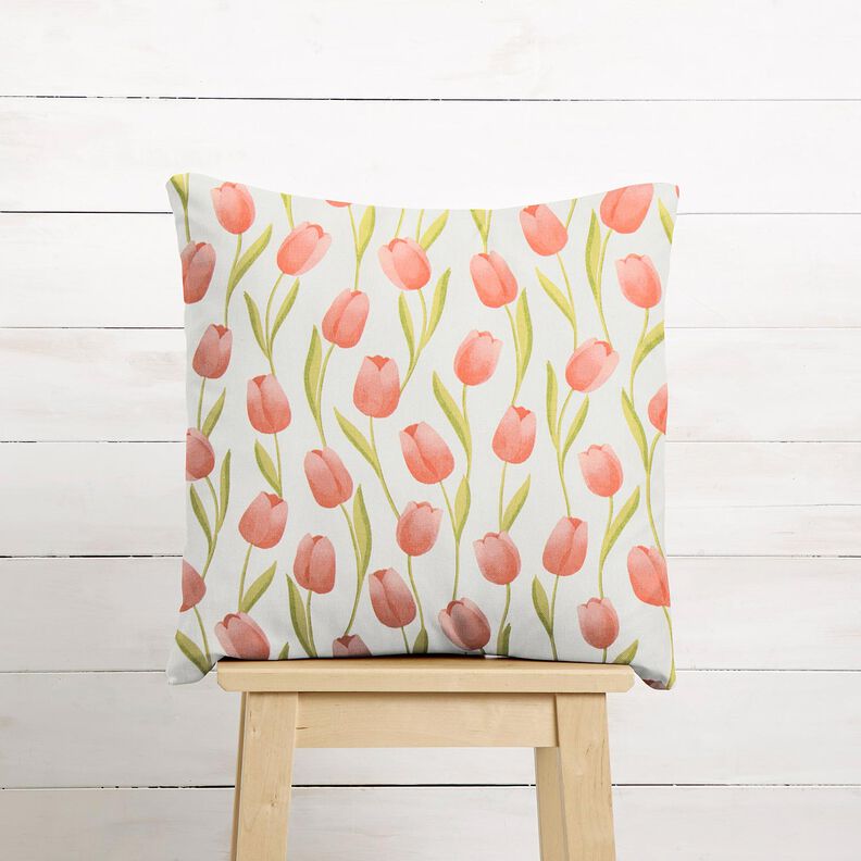tessuto arredo mezzo panama tulipani – avorio/aragosta,  image number 8