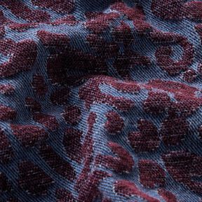 Tessuto per pantaloni effetto denim con stampa leopardata – melanzana/colore blu jeans, 