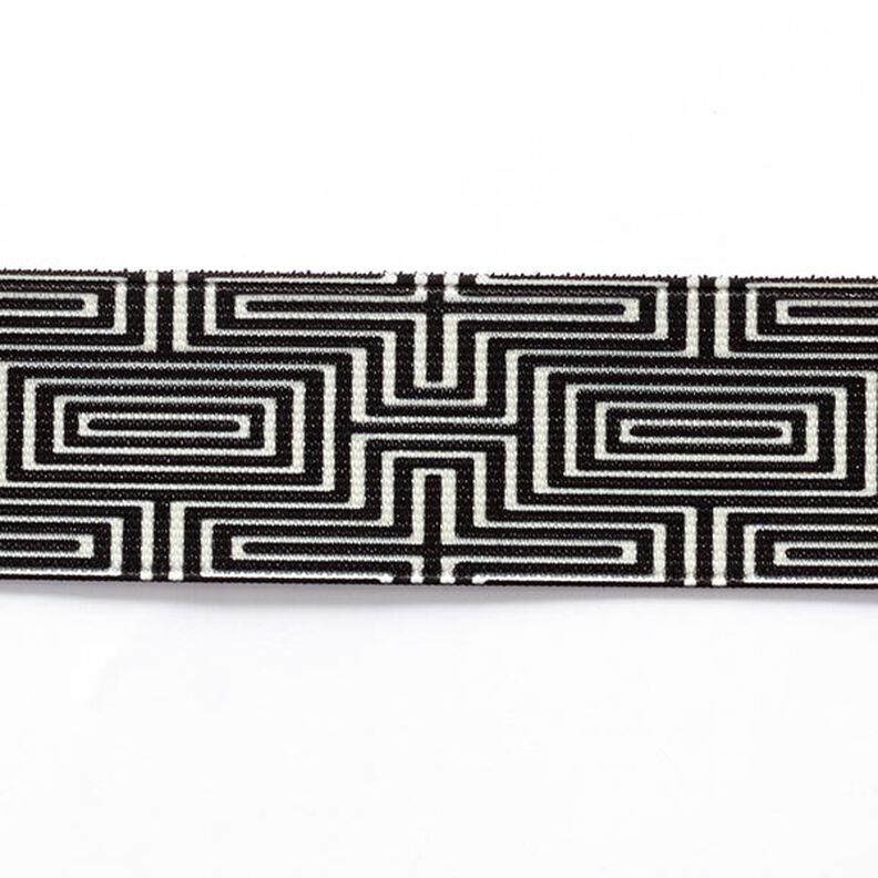 nastro elastico labirinto  [ 3,5 cm ] – nero/bianco,  image number 1
