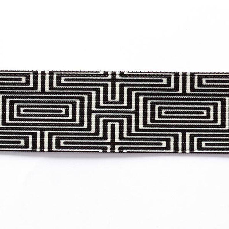 nastro elastico labirinto [ 3,5 cm ] – nero/bianco,  image number 1