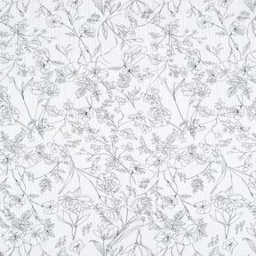 mussolina / tessuto doppio increspato Prato fiorito dipinto – bianco/nero, 