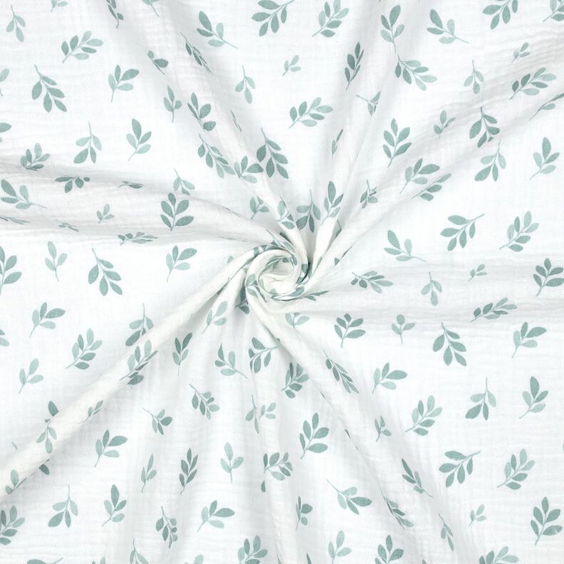 mussolina / tessuto doppio increspato Rami | Poppy Fabrics – bianco/canna palustre, image number 3