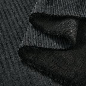 Velluto a coste con retro in pelliccia sintetica – nero, 