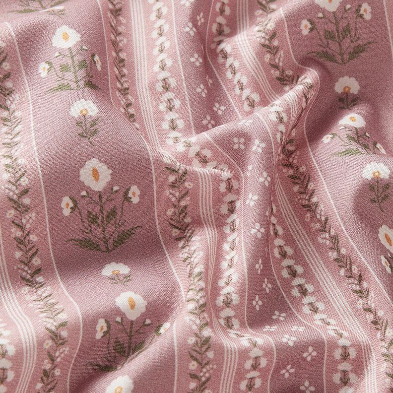 tessuto in cotone popeline Ghirlande di fiori – rosa anticato/bianco lana, image number 2