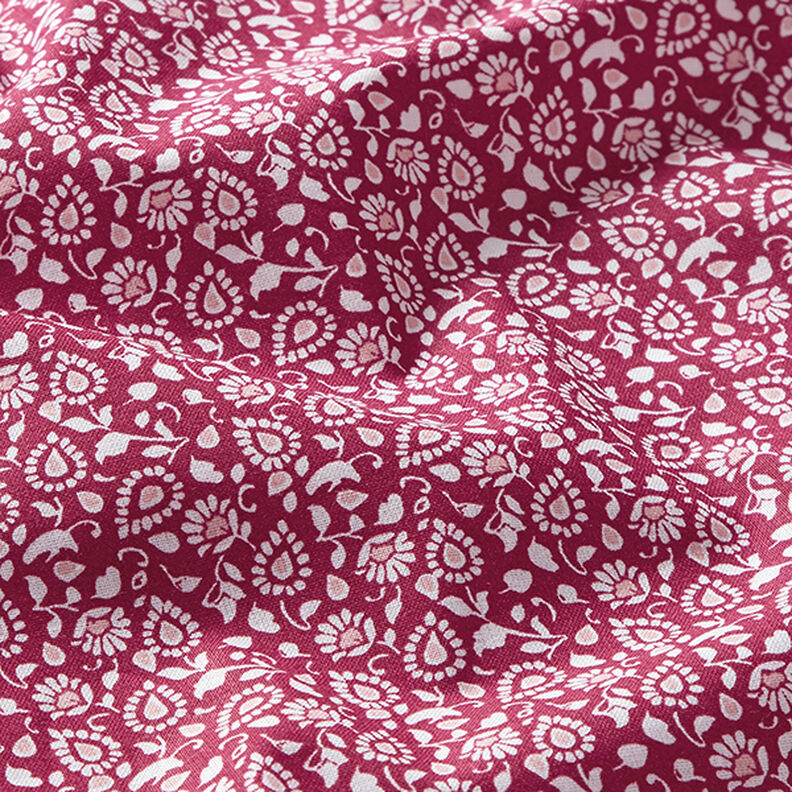 tessuto in cotone cretonne paisley – rosso Bordeaux,  image number 2