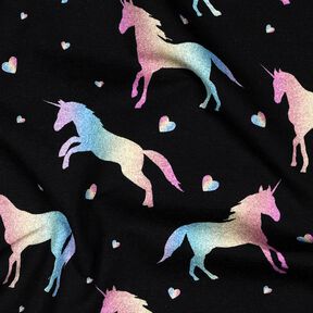 jersey di cotone Unicorni arcobaleno stampa digitale | Poppy Fabrics – nero, 