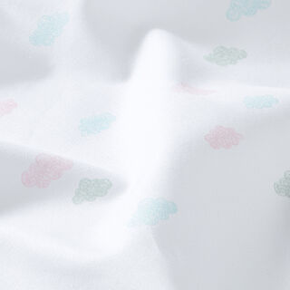 GOTS popeline di cotone nuvole effetto disegno | Tula – bianco, 