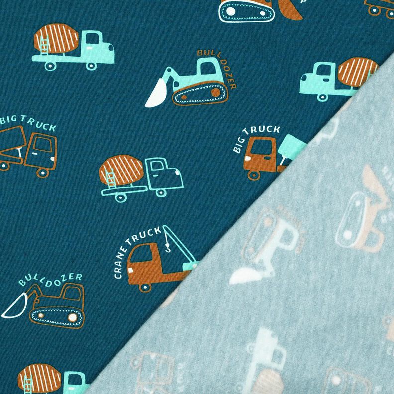 felpa garzata veicoli da cantiere | Poppy Fabrics – blu oceano/eucalipto,  image number 4