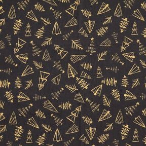 tessuto in cotone cretonne Eleganti abeti – nero/oro, 