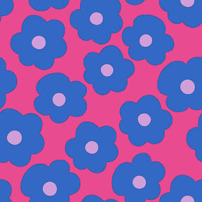 popeline di cotone Big Flower | Nerida Hansen – rosa fucsia acceso/colore blu jeans, 