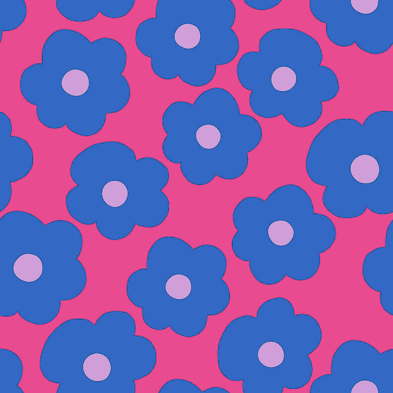 popeline di cotone Big Flower | Nerida Hansen – rosa fucsia acceso/colore blu jeans,  image number 1