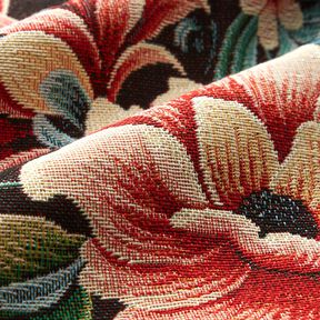 tessuto arredo gobelin Splendidi fiori – nero/rosso, 