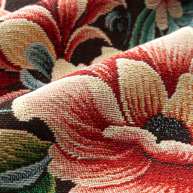 tessuto arredo gobelin Splendidi fiori – nero/rosso,  image number 2