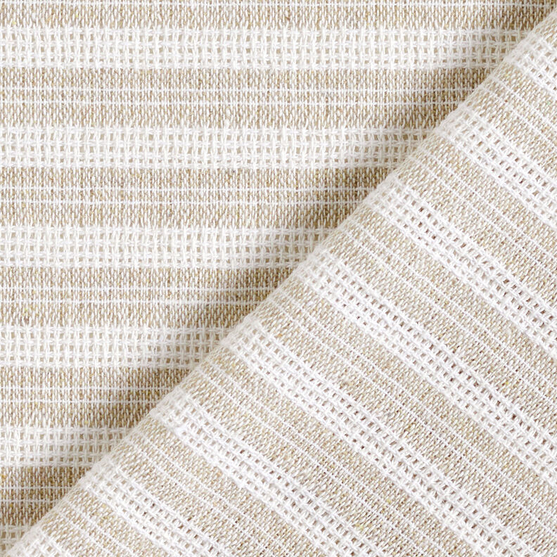 Tessuto di cotone con struttura a griglia a righe trasversali – beige/bianco, image number 5