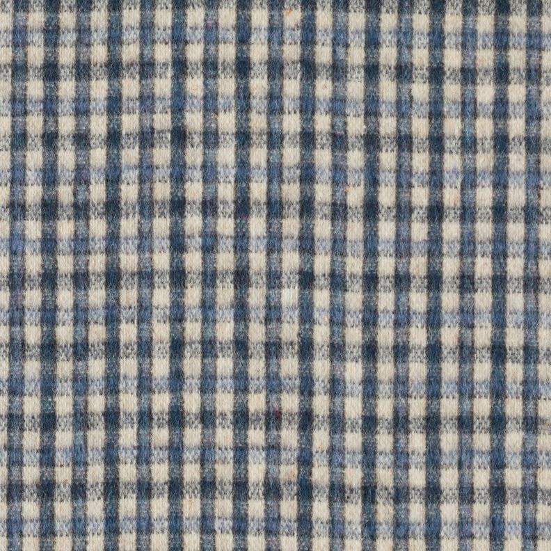 Tessuto per cappotto misto lana a quadri piccoli – beige/blu,  image number 1