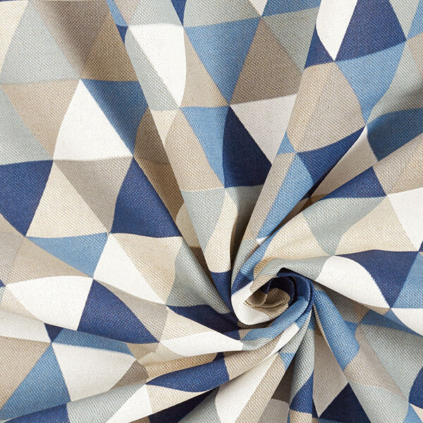 tessuto arredo mezzo panama  triangoli – blu,  image number 3