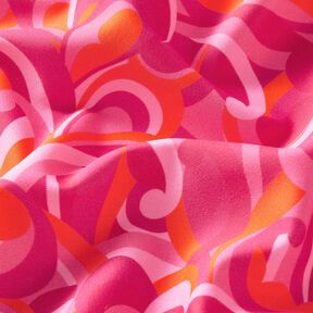 tessuto per costumi da bagno Anelli astratti – rosa fucsia acceso/arancione, 