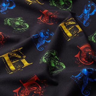 jersey di cotone Tessuto oggetto di licenza Harry Potter, iniziali e animali araldici | Warner Bros., 
