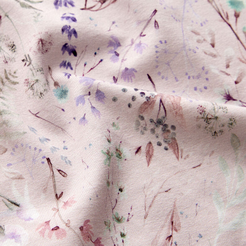 Jersey di viscosa con delicati fiori e foglie – rosa antico chiaro,  image number 2