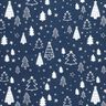 tessuto in cotone popeline Piccoli alberi di Natale – blu marino/bianco,  thumbnail number 1