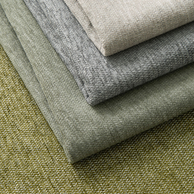 tessuto da tappezzeria ciniglia mélange – verde oliva scuro/grigio argento, image number 4