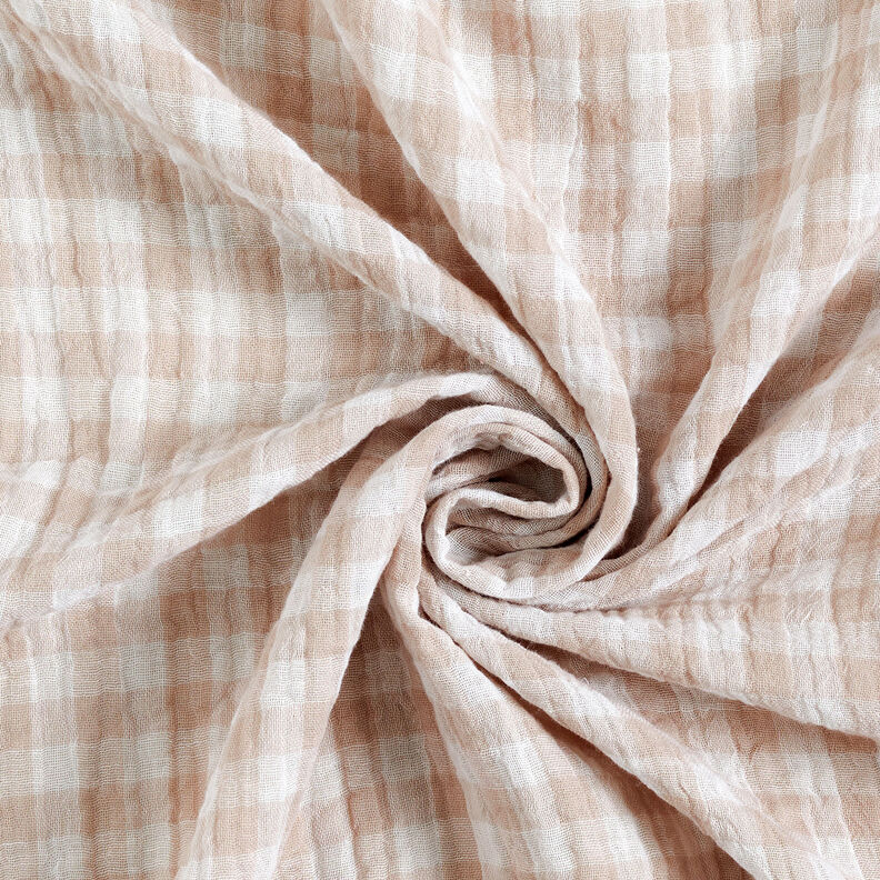 mussolina / tessuto doppio increspato Vichy a quadri tinto in filo – naturale/bianco,  image number 5