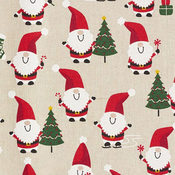 Tessuto arredo mezzo panama allegri Babbi Natale – naturale, image number 6