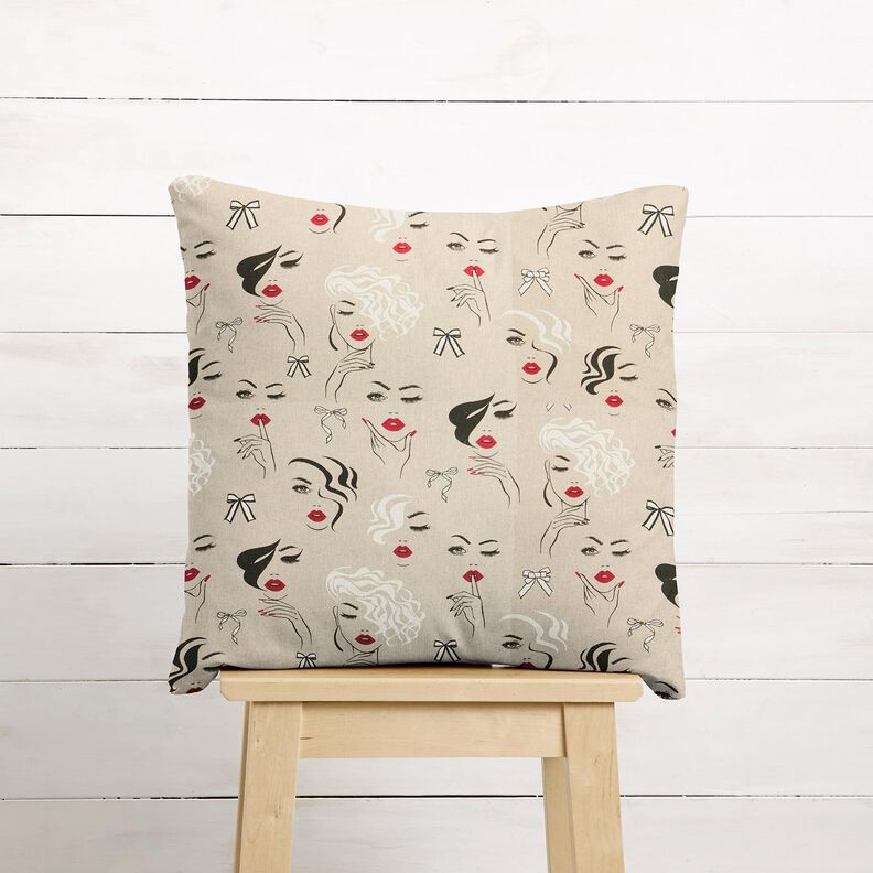 tessuto arredo mezzo panama Modelli – naturale/rosso carminio, image number 7