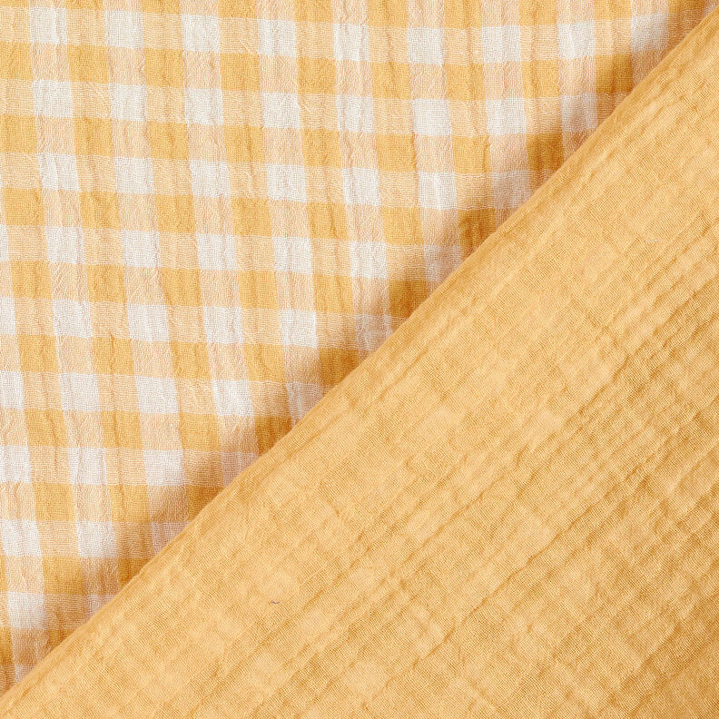 mussolina / tessuto doppio increspato Vichy a quadri tinto in filo – oro anticato/bianco,  image number 1