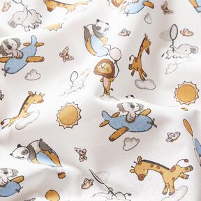 popeline di cotone Cuccioli di animali sulle nuvole – bianco, 