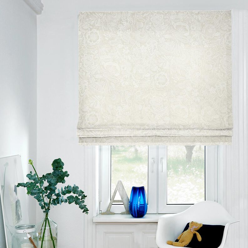 tessuto arredo mezzo panama Paisley floreale – naturale/bianco,  image number 6