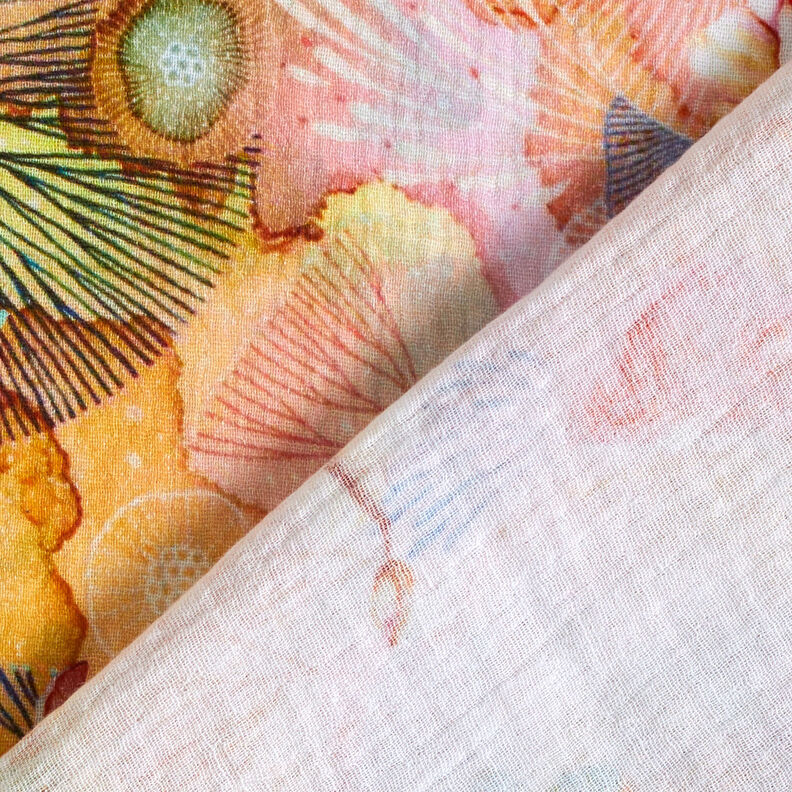 mussolina / tessuto doppio increspato Orchidee stampa digitale – salmone,  image number 4